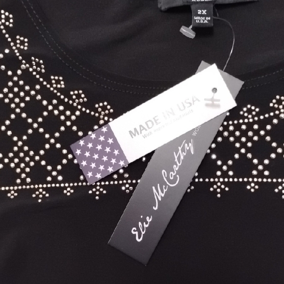 Chic Black Embellished Women's Blouse - Picture 5 of 8